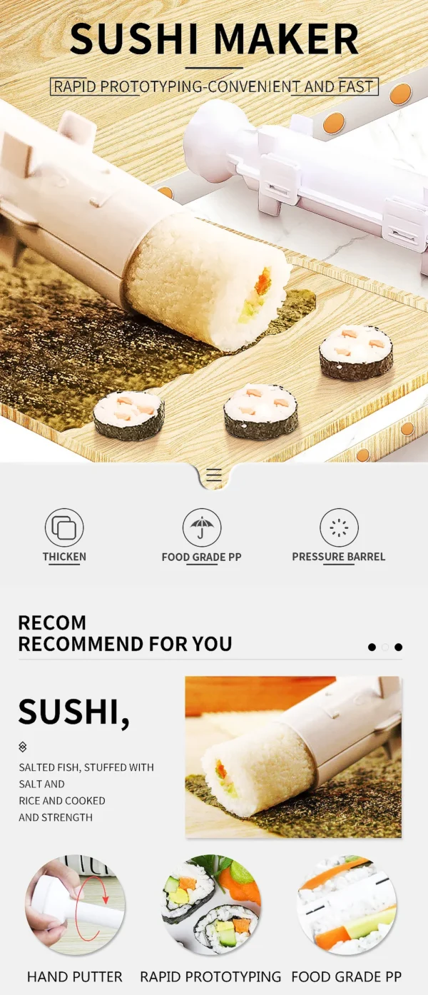 Quick Sushi Maker DIY Roller Rice Mold Meat Vegetable Rolling Mold Sushi Device Making Machine Bento Kitchen Accessories Gadgets - Image 16