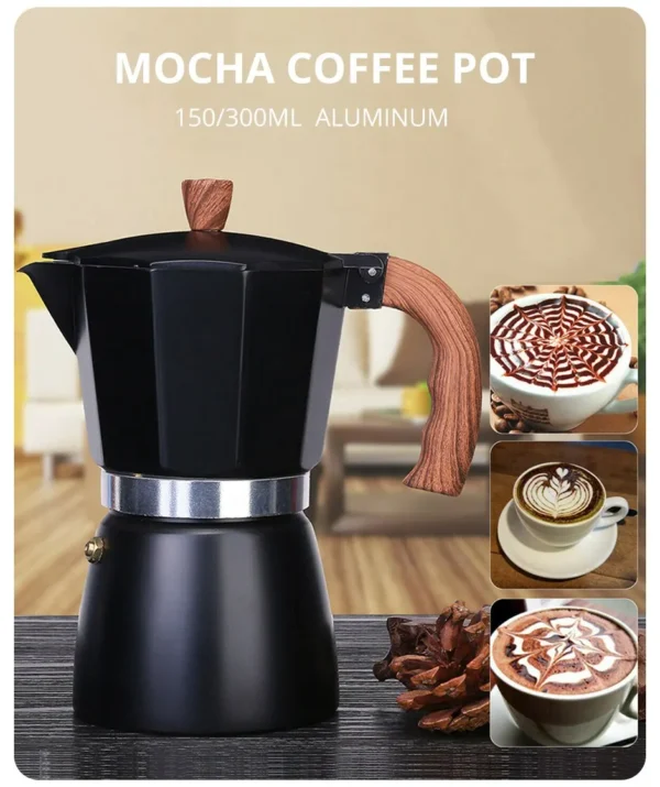 150ml 300ml Vintage Wooden Handle Espresso Maker Moka Pot Classic Italian Cafe Tools Kitchen Cafe Accessories - Image 11