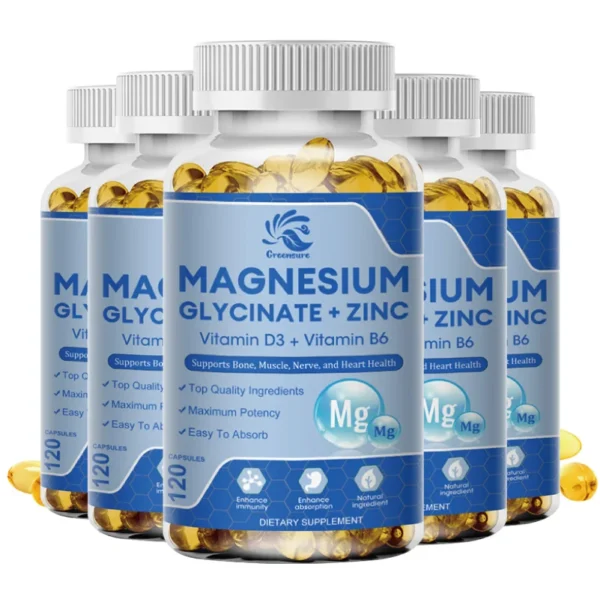 Magnesium Glycinate D3 B6 Capsules for Relax Sleep Nerve Muscle and Heart Health Supplement - Image 8
