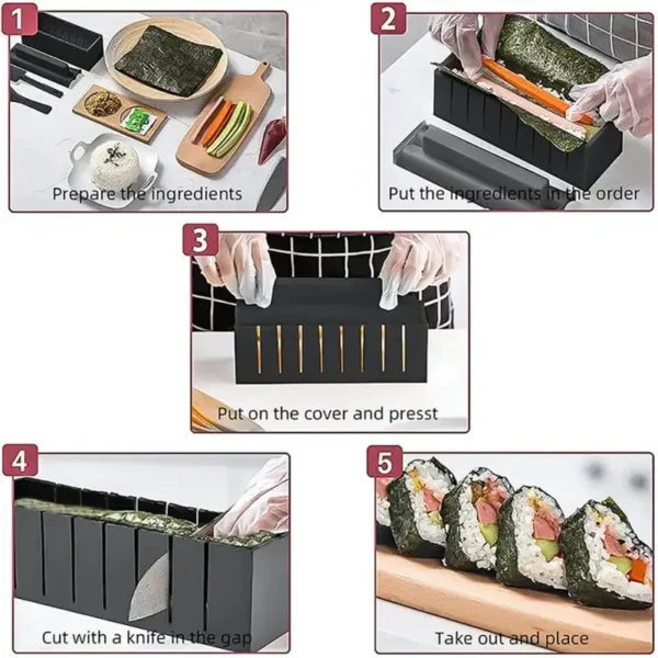 Sushi Making Kit Japanese Rice Ball Cake Roll Mold DIY Home Sushi Making Tool Multifunctional Plastic Kitche Sushi Maker Tool - Image 12