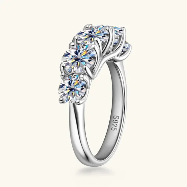 18k Plated 3.6CT All Moissanite Rings for Women 5 Stones Sparkling Diamond Wedding Band S925 Sterling Silver Jewelry GRA - Image 3