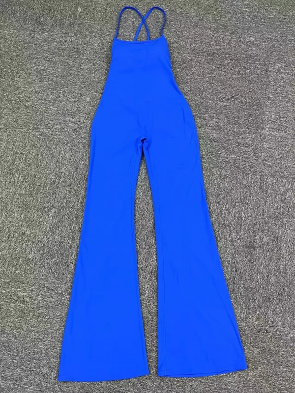 Wholesale Fitness Overalls Flared Sports Jumpsuit Women Sportswear 2024 Tracksuit Sport Outfit for Woman Gym Set Blue Red 44081 - Image 13