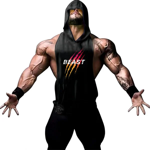 Summer Adult Clothing Men's Sports Fitness Hooded Vest T-shirt Tops Men's casual Breathable Summer Gym men's clothing tops - Image 11