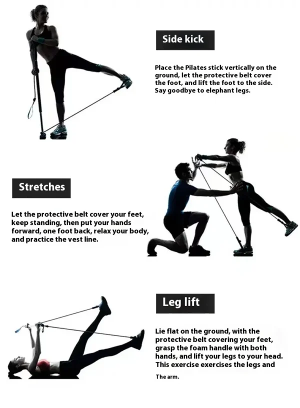 Pilates Stick Multi functional Fitness Stick Yoga Pilates Equipment Home Elasticity Exercise Training Hip Pulling Rope - Image 18