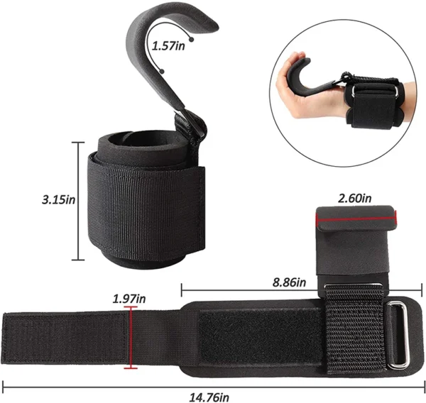 Weight Lifting Hook Grips With Wrist Wraps Hand-Bar Wrist Strap Gym Fitness Hook Weight Strap Pull-Ups Power Lifting Gloves - Image 10