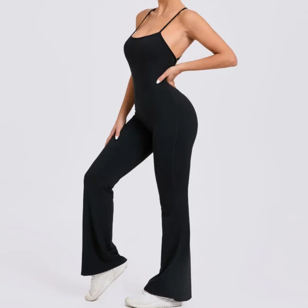Wholesale Fitness Overalls Flared Sports Jumpsuit Women Sportswear 2024 Tracksuit Sport Outfit for Woman Gym Set Blue Red 44081 - Image 19