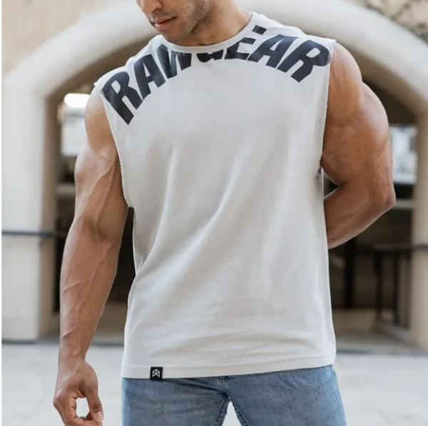 Tank Tops Male Sweat Sleeveless Shirt Muscle Sports Gym Fitness Workout O-Neck Vest Casual Clothing - Image 7