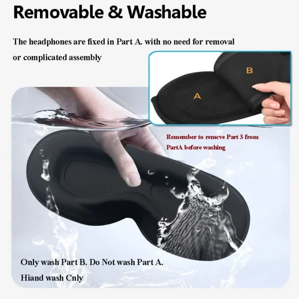 3D Wireless Sleeping Headphones FLYing Sleep Blindfold Soft Washable Bluetooth5.4 Music Headset Eyemask Handsfree Call Earphones Adjustable - Image 3