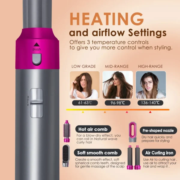 2025 New 5 in 1 Hair Dryer Hot Comb Set Professional Curling Iron Hair Straightener Styling Tool For Airwrap Hair Dryer NEW - Image 13