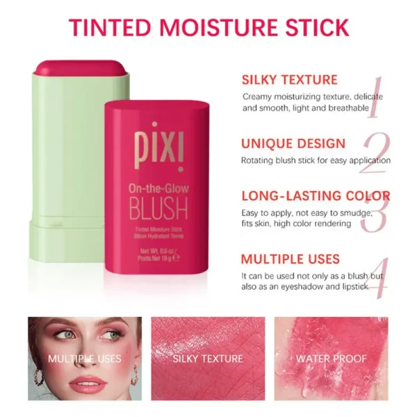 Pixi Blush Stick 3 In 1 Easy Color Rouge Blusher Cream Cheek Eye Lip Tinted Waterproof Mositure Face Contouring Shadow Blusher - Image 5