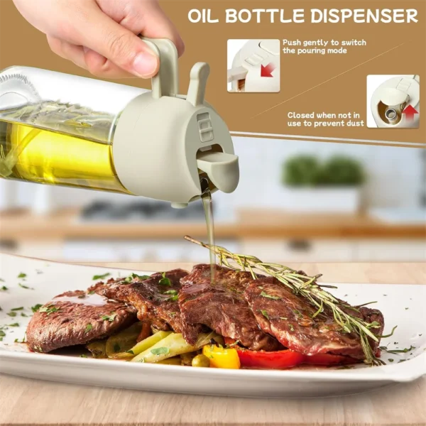 16oz/470ML Glass Oil Dispenser with Automatic Flip Lid  2in1 Kitchen Bottle,Cooking Sprayer,Leak-Proof Design,Oil Spray Bottle - Image 14