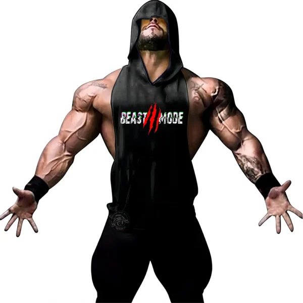 Summer Adult Clothing Men's Sports Fitness Hooded Vest T-shirt Tops Men's casual Breathable Summer Gym men's clothing tops - Image 18