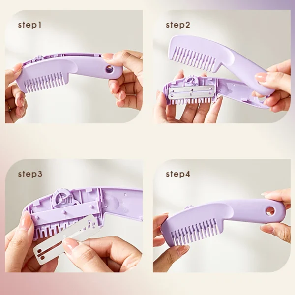 1 Piece Set of Three-Speed Adjustable Two-In-One Hairdressing Comb with Blade for Home Self-Service Hair Sliding Bangs Comb - Image 4