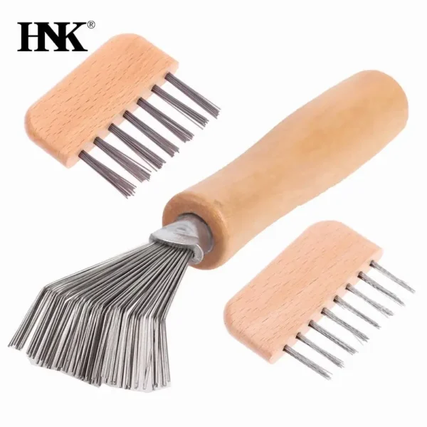 1PCS Wooden  Cleaning Removable Hair Brush Comb Cleaner Tool Handle Embeded Tool - Image 2