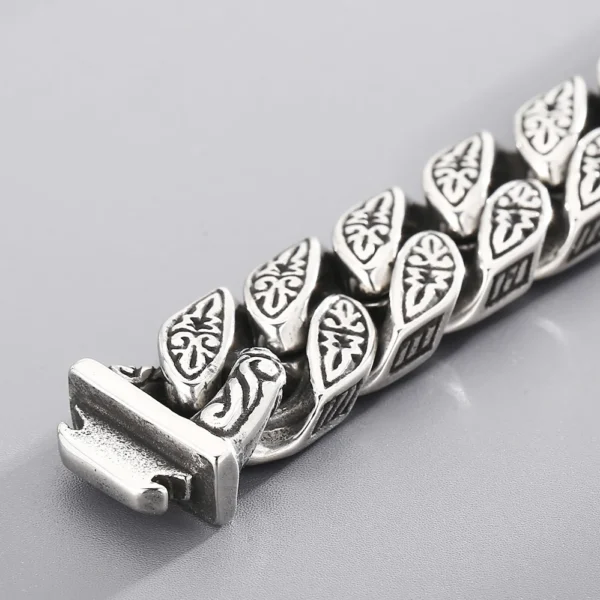 Bracelet for Men Solid Stainless Steel Curb Link Chain Ancient Egyptian Style Wristband Jewerly Gifts Patterned Bracelets - Image 6