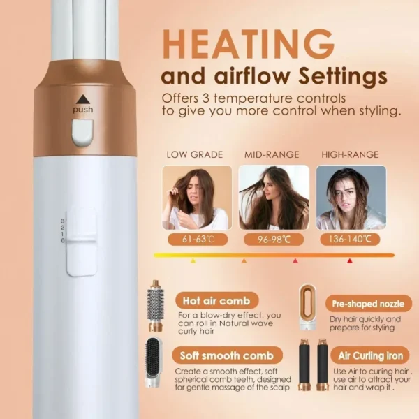 2025 New 5 in 1 Hair Dryer Hot Comb Set Professional Curling Iron Hair Straightener Styling Tool For Airwrap Hair Dryer NEW - Image 4