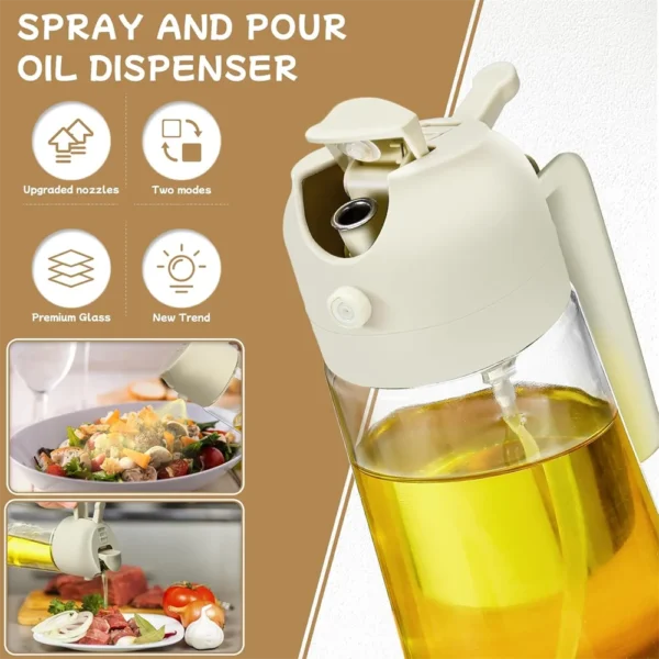 16oz/470ML Glass Oil Dispenser with Automatic Flip Lid  2in1 Kitchen Bottle,Cooking Sprayer,Leak-Proof Design,Oil Spray Bottle - Image 12