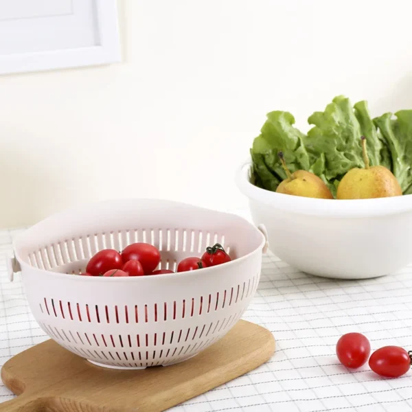 Kitchen Fruit Tray Removable Double Layer Fruit And Vegetable Basin Draining Basket Creative Household Rotating Washing Basket - Image 13