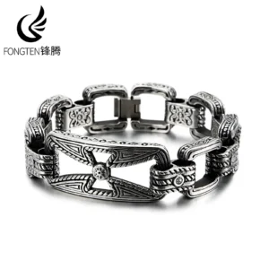 Fongten Vintage Pattern Hollow Design Stainless Steel Bracelet For Men Quality Romanticism Lightness Fashion Jewelry Gifts