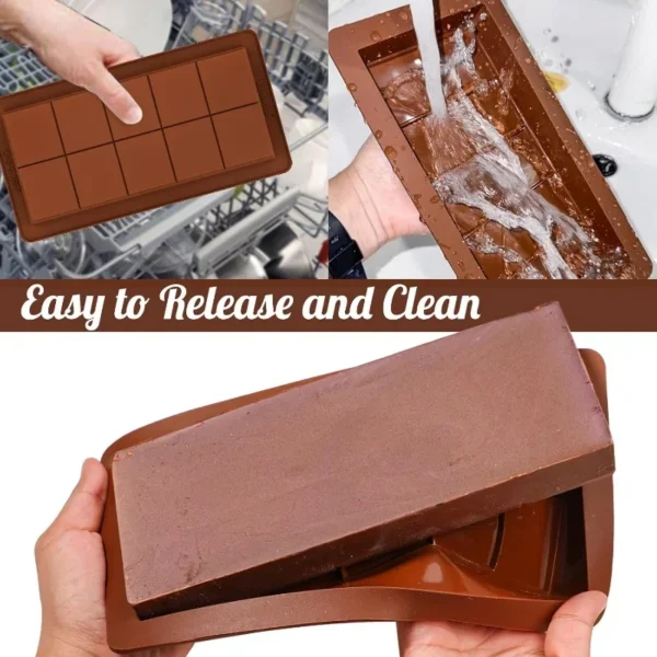 Chocolate Bar Molds Silicone Bars Break Apart Wax Melt Mould Easy Release Rectangle Durable for Protein and Energy Handmade Gift - Image 10