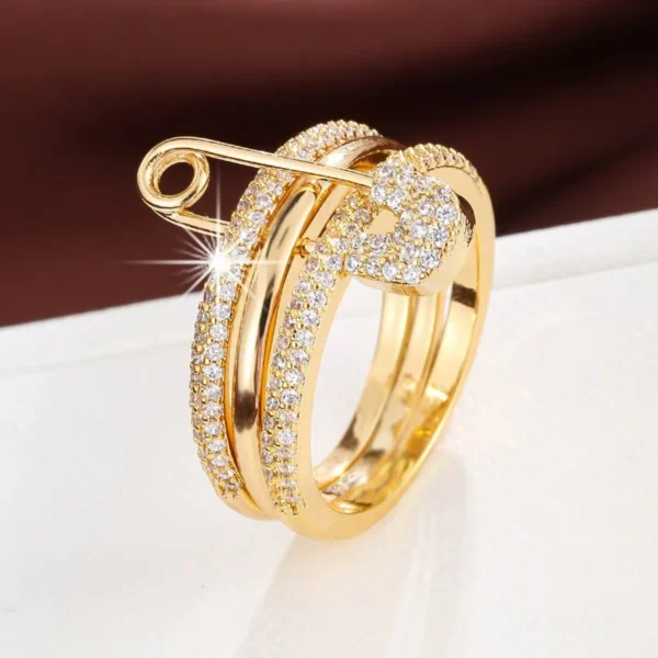 Fashion Pin Connection Three Layers Designer Fashion Ring for Women Valentine's Day Gift Jewelry R7393 - Image 5
