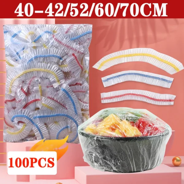Large Disposable Food Cover Bags Big Food Cover Plastic Bags Elastic Saran Wrap Fruit Cover Shower Headgear Kitchen Fresh Saver - Image 16