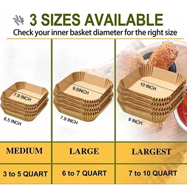 50-300Pcs Air fryer Baking Paper for Barbecue Plate Square Oven Pan Pad 23/20/16cm AirFryer Oil-Proof Disposable Paper Liner - Image 6