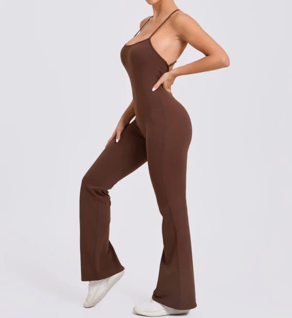 Wholesale Fitness Overalls Flared Sports Jumpsuit Women Sportswear 2024 Tracksuit Sport Outfit for Woman Gym Set Blue Red 44081 - Image 30