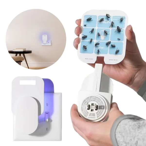 Fruit Fly Traps Plug-in Mosquito Killer Light with 2 Sticky Pads Fruit Flies Fly Insect Catcher Gnat Trap for Indoor Home Office - Image 2