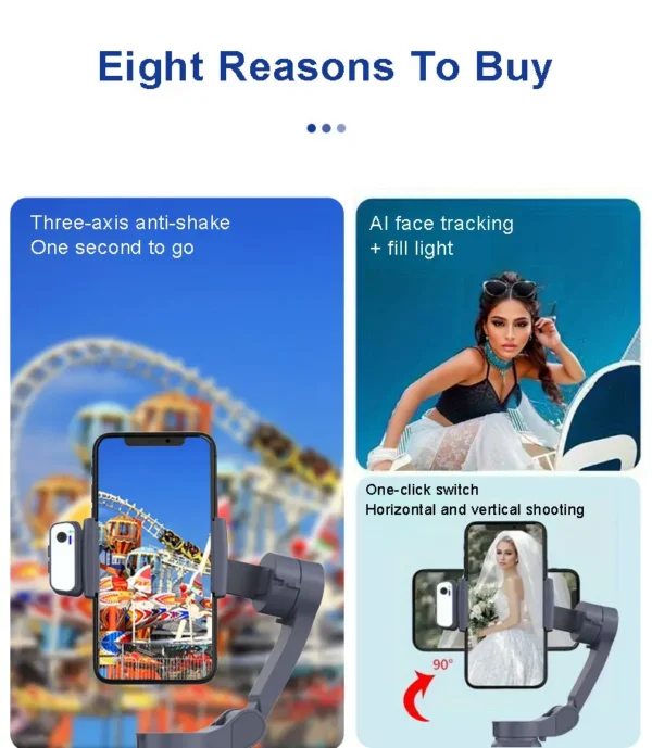 QAML The Newest F12 APP function 3-Axis Handheld Gimbal Optional AI Face Smart Tracking Smartphone Stabilizer with fill light - Image 12