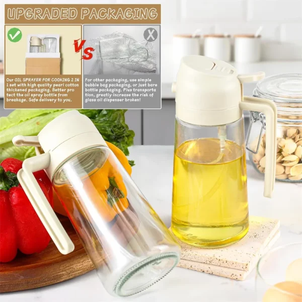 16oz/470ML Glass Oil Dispenser with Automatic Flip Lid  2in1 Kitchen Bottle,Cooking Sprayer,Leak-Proof Design,Oil Spray Bottle - Image 15