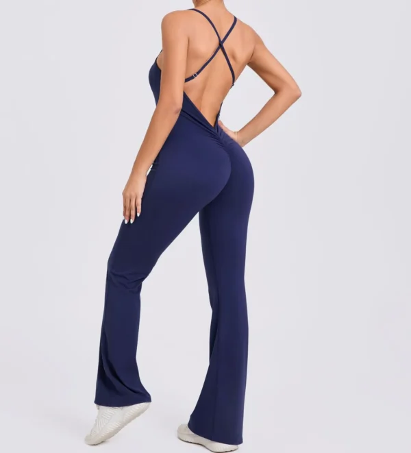 Wholesale Fitness Overalls Flared Sports Jumpsuit Women Sportswear 2024 Tracksuit Sport Outfit for Woman Gym Set Blue Red 44081 - Image 47