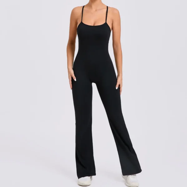 Wholesale Fitness Overalls Flared Sports Jumpsuit Women Sportswear 2024 Tracksuit Sport Outfit for Woman Gym Set Blue Red 44081 - Image 18