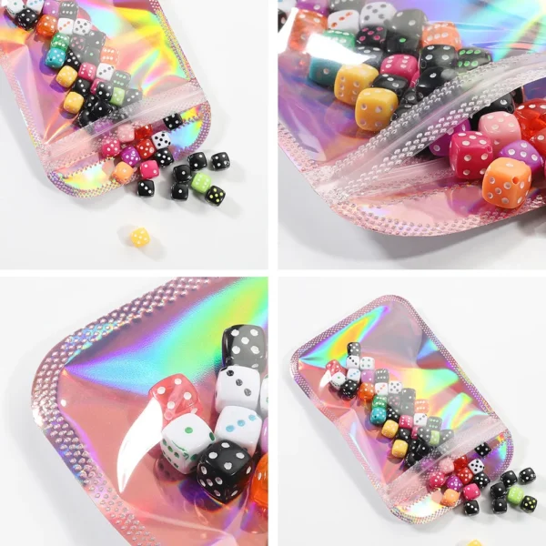 50pcs 100pcs Pink Laser Ziplock Bags Reusable Plastic Transparent Bags for Jewelry Packaging Cosmetic Retail Display Bags - Image 9