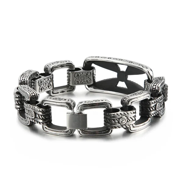 Fongten Vintage Pattern Hollow Design Stainless Steel Bracelet For Men Quality Romanticism Lightness Fashion Jewelry Gifts - Image 4