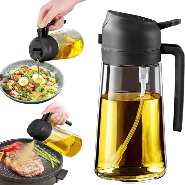 16oz/470ML Glass Oil Dispenser with Automatic Flip Lid  2in1 Kitchen Bottle,Cooking Sprayer,Leak-Proof Design,Oil Spray Bottle - Image 10