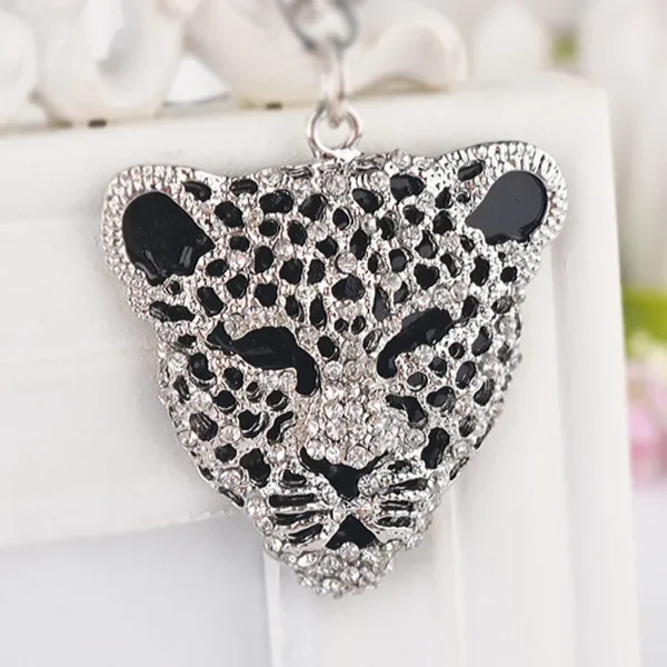Cute Rhinestone Crystal Tiger Leopard Keychain Cartoon Animal Dog Cat Key Chain Key Ring Holder Bag Pendant Accessories Keyring - Image 3
