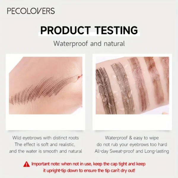 6 Colors 1pc Eyebrow Pen Waterproof 4 Split Tip Eyebrows Pen Eyebrow Tattoo Pen Waterproof Liquid Black Eyebrow Makeup Pencil - Image 2