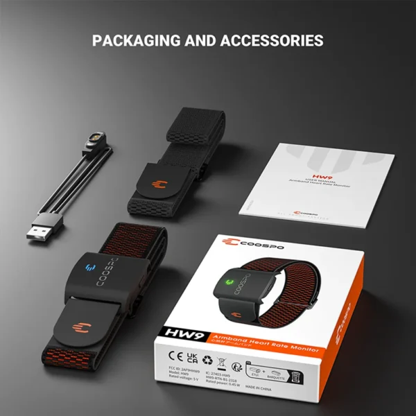 COOSPO HW9 Armband Heart Rate Monitor with HR Zones/Calories HRM Sensor for Fitness Cycling BLE5.0 ANT+ for Peloton,Zwift,Wahoo - Image 16