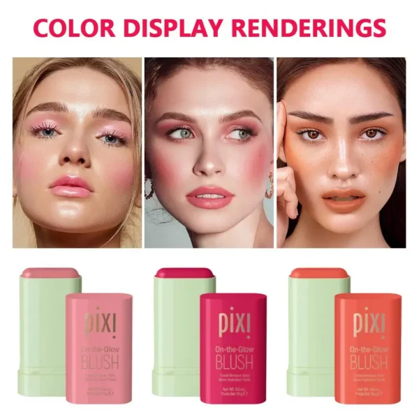 Pixi Blush Stick 3 In 1 Easy Color Rouge Blusher Cream Cheek Eye Lip Tinted Waterproof Mositure Face Contouring Shadow Blusher - Image 3