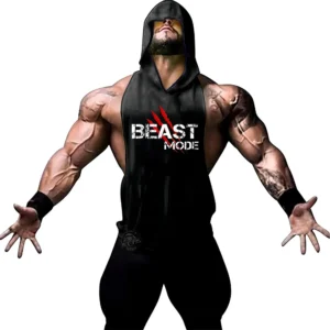 Summer Adult Clothing Men's Sports Fitness Hooded Vest T-shirt Tops Men's casual Breathable Summer Gym men's clothing tops