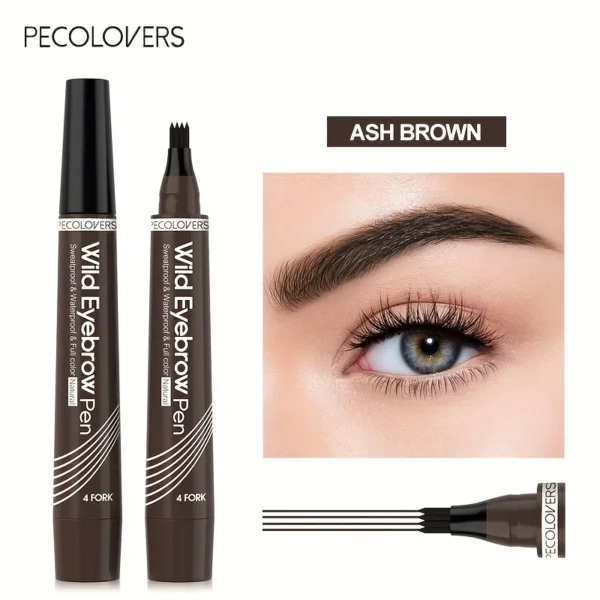 6 Colors 1pc Eyebrow Pen Waterproof 4 Split Tip Eyebrows Pen Eyebrow Tattoo Pen Waterproof Liquid Black Eyebrow Makeup Pencil - Image 11