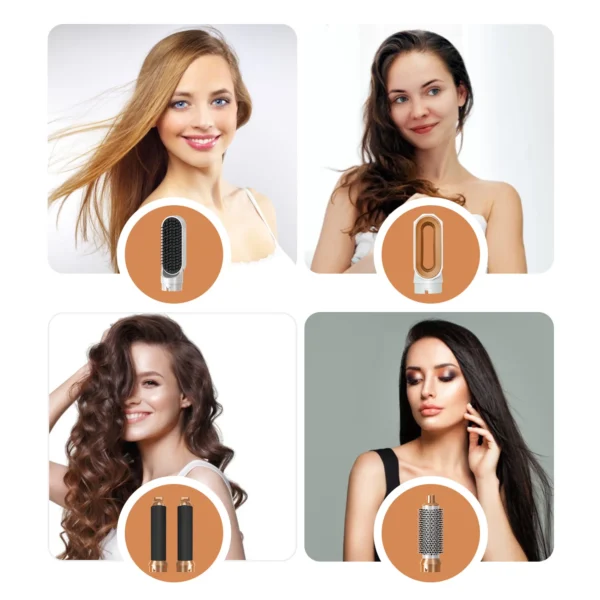 Hair Dryer 5-In-1 Electric Hair Comb Negative Ion Straight Curler Brush Blow Dryer Air Comb Removable Brush Kit Tool - Image 14