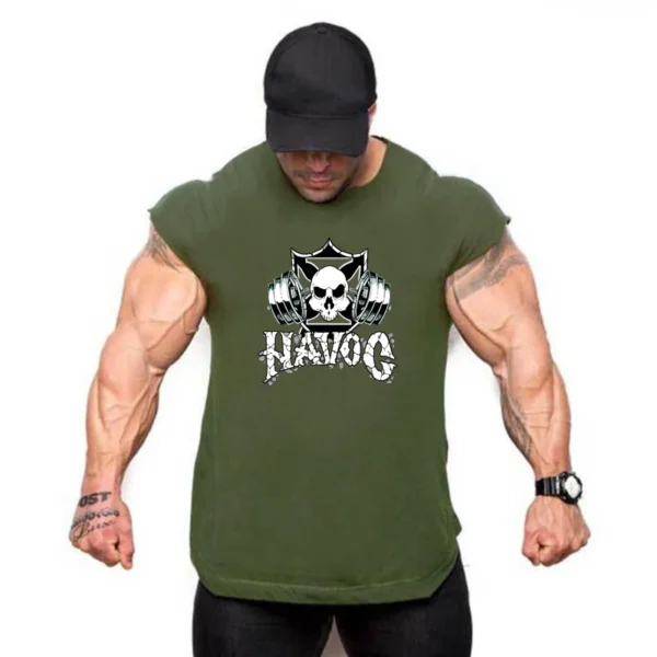 Tank Tops Men Sports Sleeveless shirt Muscle guys Vest Fitness Drop Armhole Solid Tops Tees Cotton Gym Singlets - Image 26