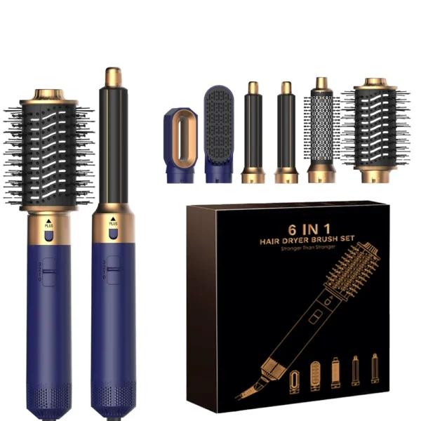 6 in 1 Hair Dryer Comb Brush Multifunctional Styling Set Curling Roller Straightener Hot Air Blow Styler Kit - Image 12
