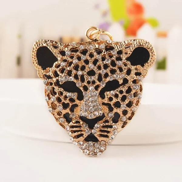 Cute Rhinestone Crystal Tiger Leopard Keychain Cartoon Animal Dog Cat Key Chain Key Ring Holder Bag Pendant Accessories Keyring - Image 2