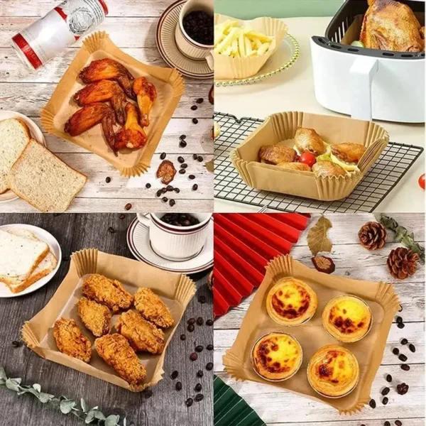 50-300Pcs Air fryer Baking Paper for Barbecue Plate Square Oven Pan Pad 23/20/16cm AirFryer Oil-Proof Disposable Paper Liner - Image 2