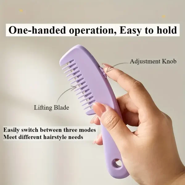 1 Piece Set of Three-Speed Adjustable Two-In-One Hairdressing Comb with Blade for Home Self-Service Hair Sliding Bangs Comb - Image 5