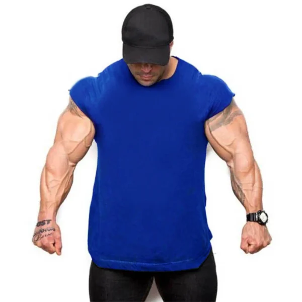 Tank Tops Men Sports Sleeveless shirt Muscle guys Vest Fitness Drop Armhole Solid Tops Tees Cotton Gym Singlets - Image 18
