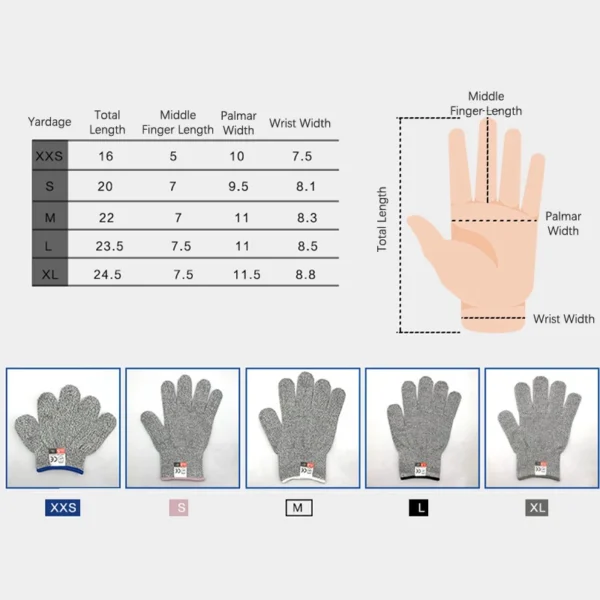 HPPE Level 5 Safety Anti Cut Gloves ndustry Kitchen Gardening Anti-Scratch Anti-cut Glass Cutting Multi-Purpose - Image 6